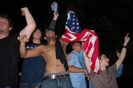 READY TO GO - The AU community crowds the Tavern Tuesday night to watch the election results come in. As CNN projected Obama won the presidential race, students and other AU community members cheered and ran outside of Mary Graydon Center to celebrate.