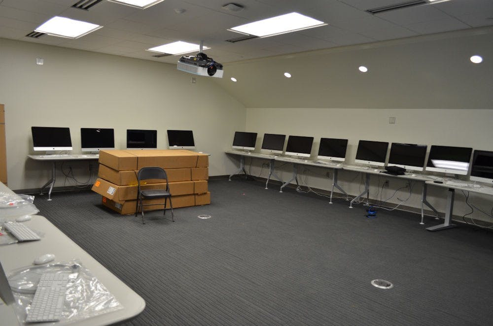 	One of the computer labs in the McKinley Building, where computers have already been set up.