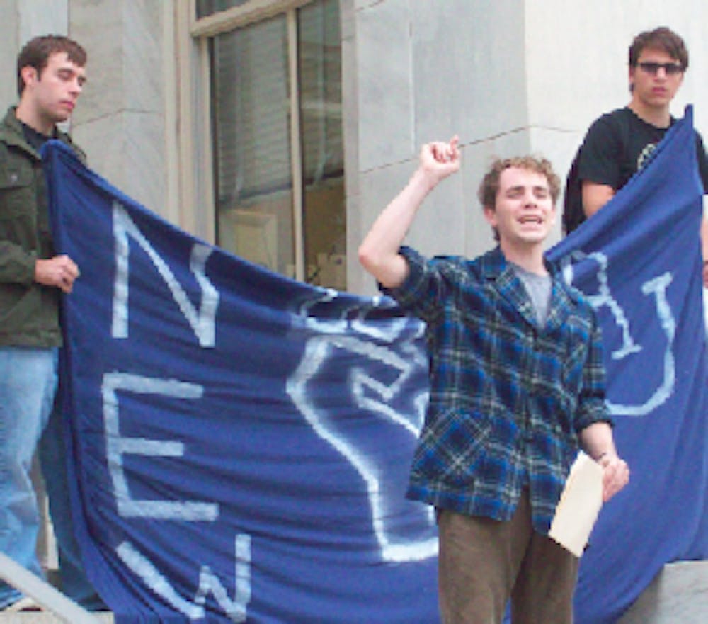 Students protested outside of Hurst Hall Oct. 20 and delivered a letter of grievances to the Presidentâ€™s Office. 
