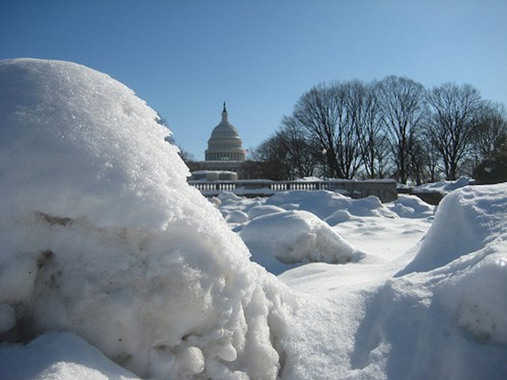 Capitol view from the huge pile of snow