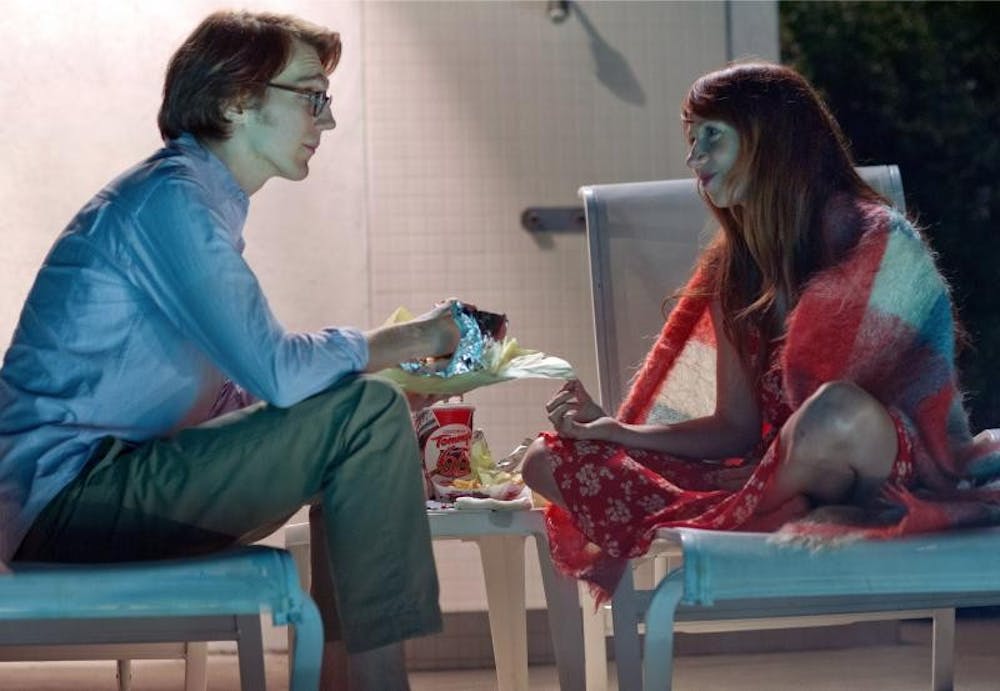 Calvin (Paul Dano) imagines a moment of intimacy under the moonlight with his fictional girlfriend Ruby (Zoe Kazan).