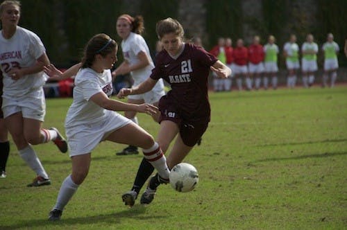 Sam Trotta assisted on Lindsay Muriâ€™s game-tying goal in AUâ€™s 2-2 draw against Colgate Oct. 27 at Reeves Field.