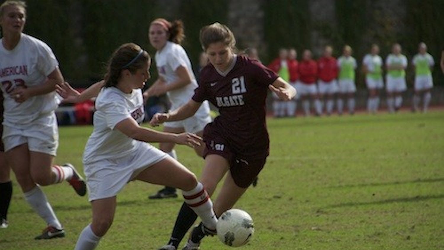 Sam Trotta assisted on Lindsay Muriâ€™s game-tying goal in AUâ€™s 2-2 draw against Colgate Oct. 27 at Reeves Field.