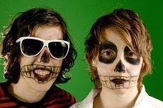 The Blow's Kaehla Maricich (right) was the group's sole live performer at Irving Plaza on Friday.