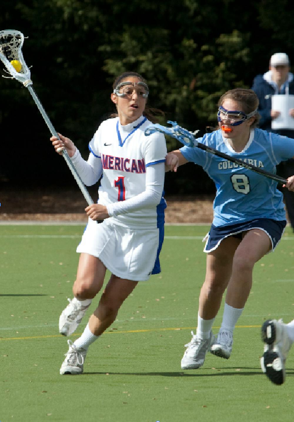 Kimberly Collins scored five goals in AU\'s victory over Columbia en roue to winning PL Offensive Player of the Week. Collins has a team-high seven goals on the year.