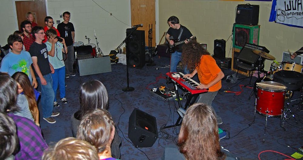 Students enjoy WVAUâ€™s first Capitol Punishment concert of the semester on Saturday night. In the basement of Kay Spiritual Life Center,  D.C. bands Videohippos, Cheap Dinosaurs and DJ Dog Dick performed for free.