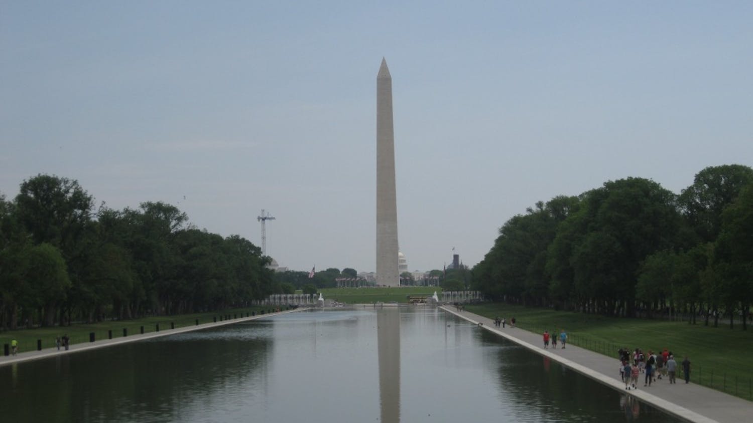 	A view of the Washington Monument from the Lincoln Memorial Reflecting Pool.