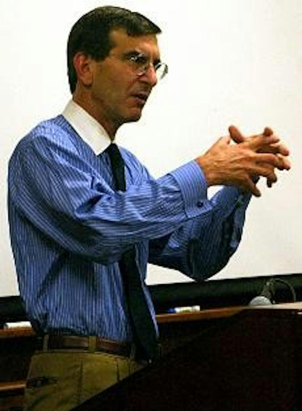 Keynote speaker George Perkovich warned of the dangers of getting rid of nuclear weapons at a symposium. 