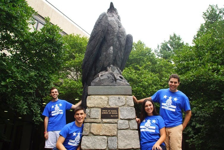 Photo Credit: AU Athletics Marketing and Blue CrewRight to left: Jake Stone ('17), Jack Fitzpatrick ('16), Haley Diamond ('17) and  Martin Valderruten Perea ('17).