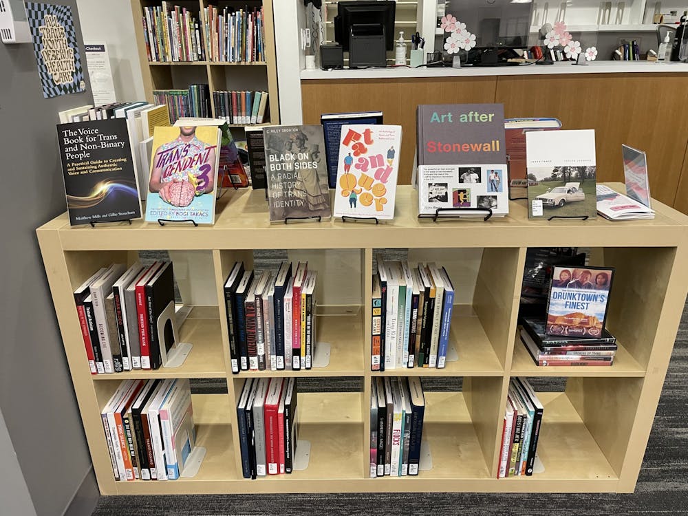 Bender Library and LGBTQ+ affinity groups create community display celebrating Transgender Day of Visibility