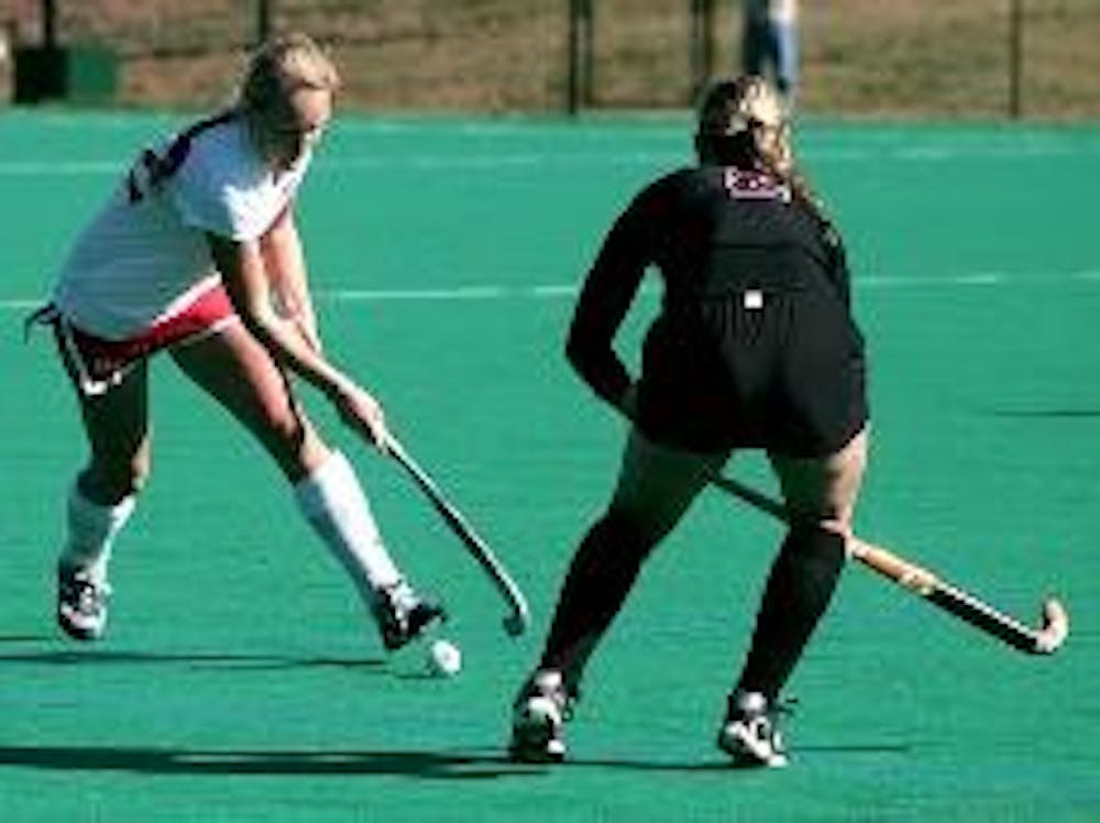 CHAMPION DRIBBLE - Freshman Anne Van Erp dribbles the ball up the field toward Colgate's goal. Van Erp's attempted shot on goal was blocked, but fellow freshman Christine Fingerhuth picked up the rebound and scored for the Eagles at the 60-minute mark. AU