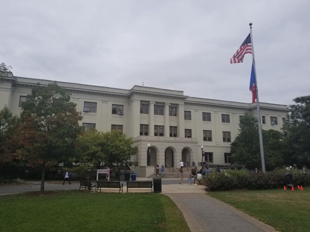 Stock Photo of Mary Graydon Center and the Flagpoles