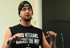 Veteran Joseph Hatcher spoke out against the Iraq War as part of a three-person panel Wednesday.