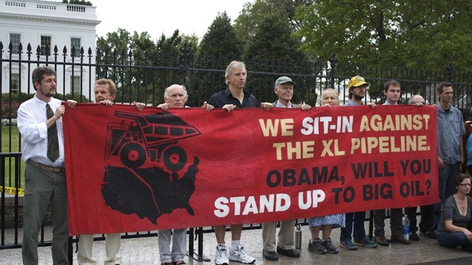 Protesters gathered outside the White House Sept. 3 to discourage President Barack Obama from supporting a proposed pipeline that would take tar sands oil from Alberta, Canada to Texas.