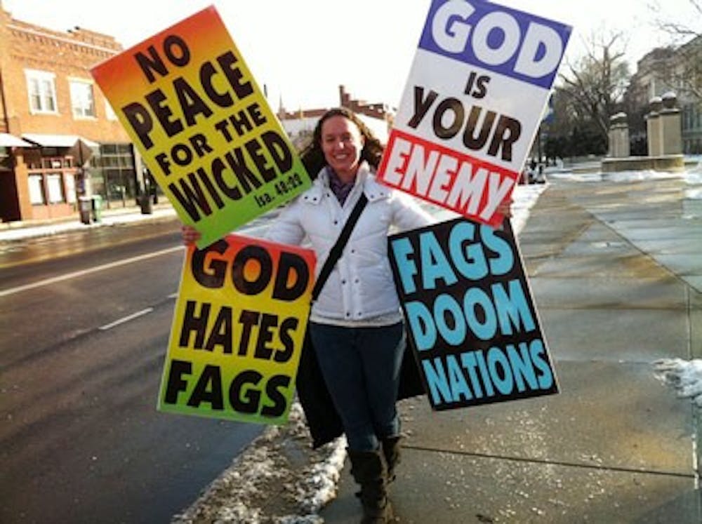 CROSSING THE LINE? â€” The Westboro Baptist Church of Topeka, Kan., travels across the country condemning homosexuality, including protesting at soldiersâ€™ funerals.