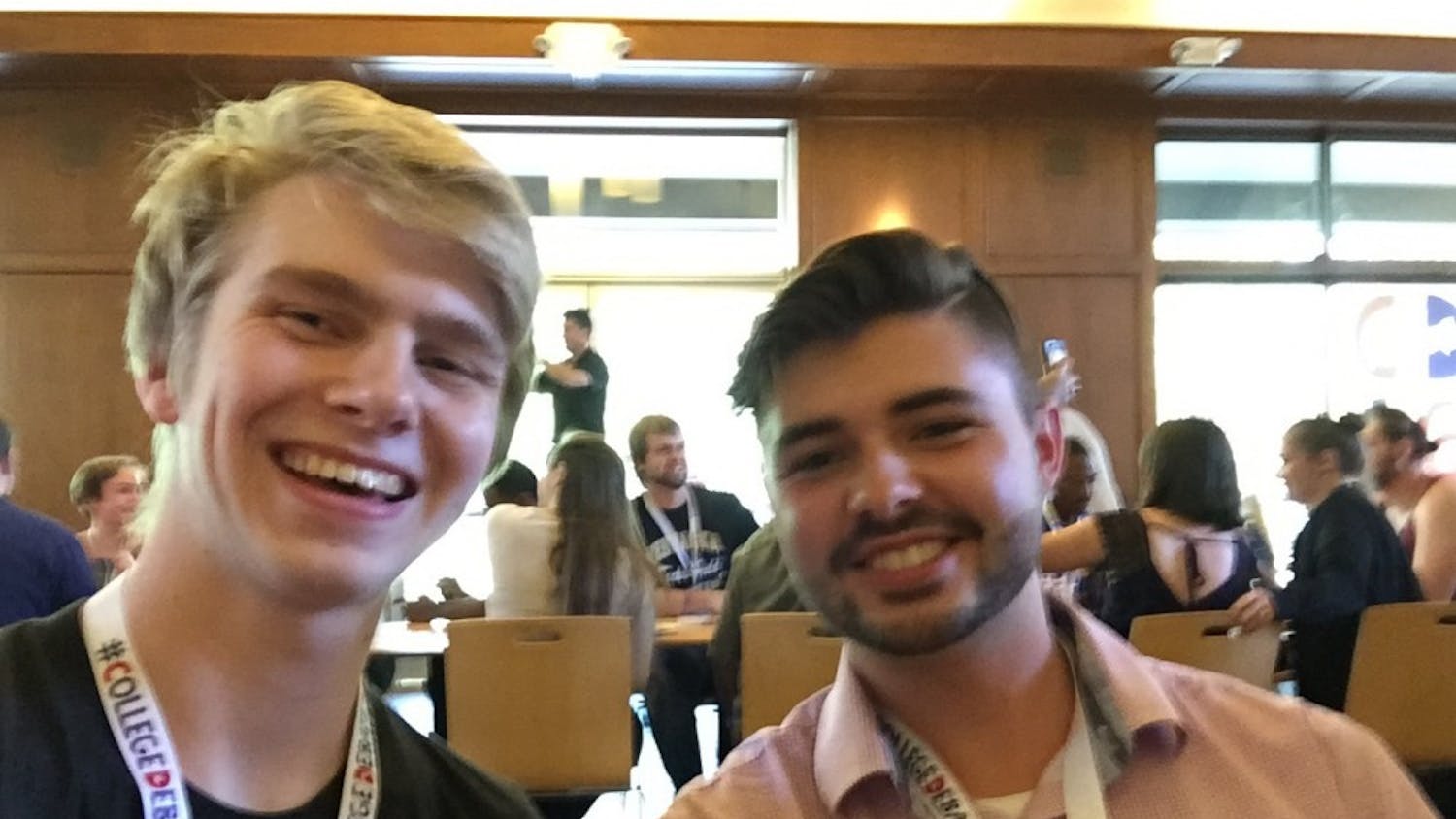Berk Ehrmantraut, left, and a fellow participant at this year's College Debate 2016.