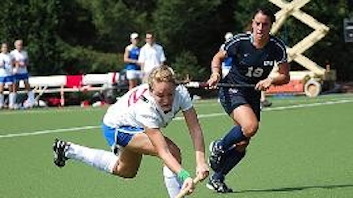 TAKING A SHOT - Freshman defender Natalie Ellenburger (12) scored her first career goal against the UNH Wildcats on Saturday afternoon. Ellenburger was one of five different Eagles to score a goal over the weekend, as the team opened the season 2-0 with v