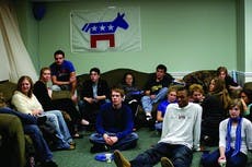 College Democrats watch the 2006 midterm elections in the Letts Sky Lounge, when Democrats won back Congress.