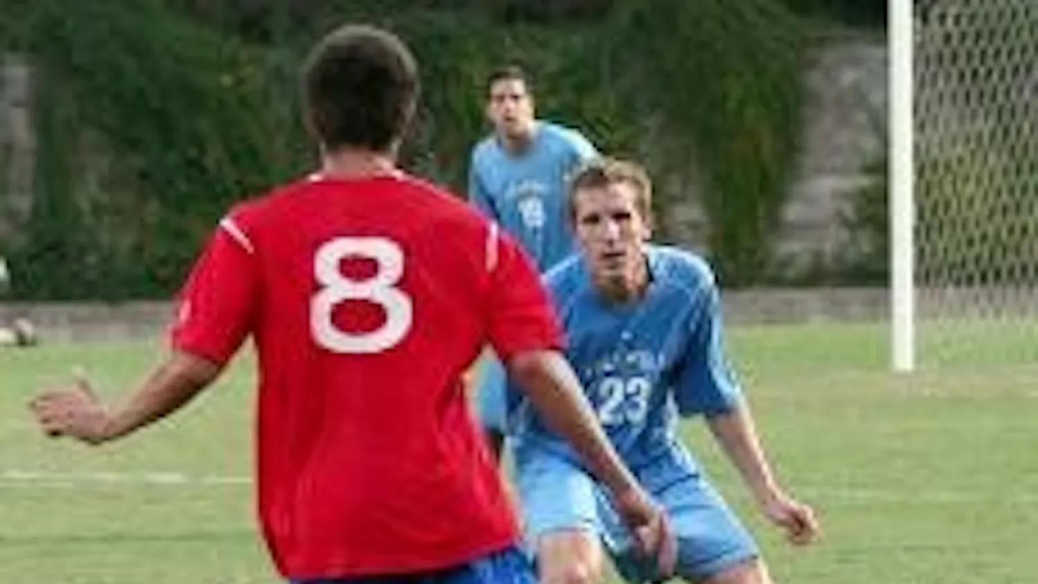 GOING FOR THE GOAL - Sophomore Dor Yasur attempts to get a goal against his Columbia University opponent. Similar to their game against Columbia, in which the Eagles had 24 shots on goal, in their game against Colgate, AU had several attempts on goal that
