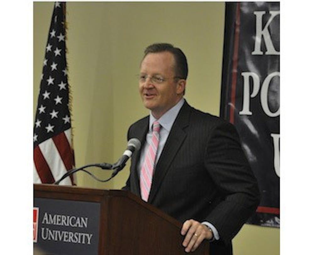 HOT OFF THE PRESSES - Former White House Press Secretary Robert Gibbs spoke to AU students in the University Club in MGC on Sept. 19 about his experiences working with President Obama and interacting with the media. 
