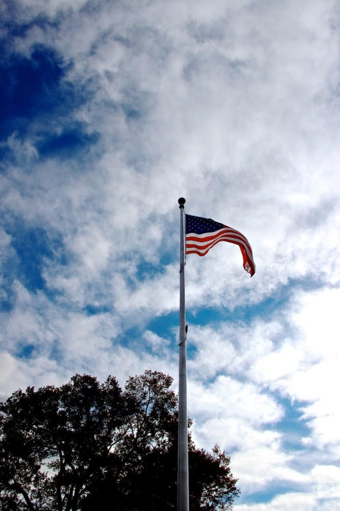 Moment after the American Flag was raised.