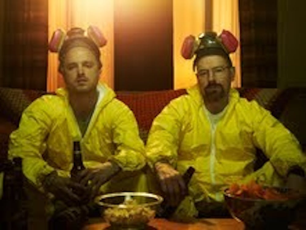 	Aaron Paul (Left) and Bryan Cranston (Right) as Jesse Pinkman and Walter White.