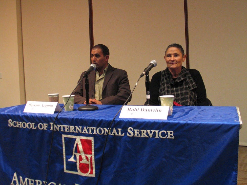 	Bassam Aramin and Robi Damelin commenting on the film following the screening.