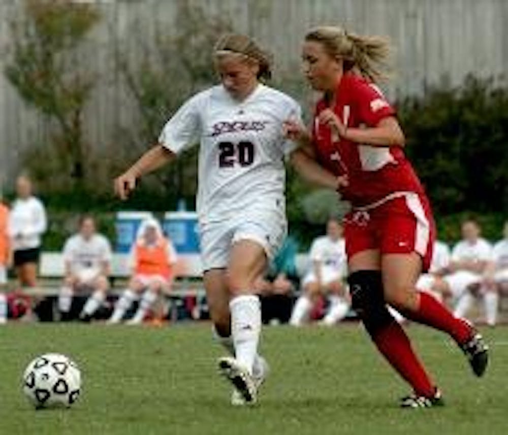 KICKIN' IT - Though the Eagles went 4-0 in their first four games, including that against Richmond (pictured here), they fell in their game yesterday to the Georgetown Hoyas with a score of 1-0, breaking their undefeated record and giving them their first