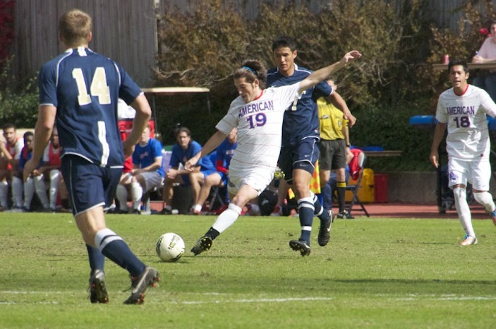 Colin Seigfreid finished with one goal and two assists to help AU defeat Navy, 3-2, Oct. 20 at Reeves Field.