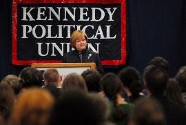 THE ADVOCATE - Judy Shepard, whose son Matthew was killed 10 years ago because of his sexual orientation, speaks at a Kennedy Political Union event Monday. She called on all Americans to vote for candidates and policies that support gay, lesbian, bisexual