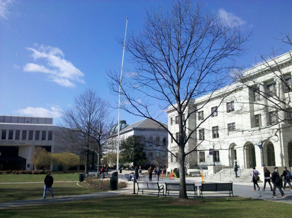 FLAG-LESS â€” The Quadâ€™s flag pole was damaged over spring break. AU officials are not sure if the pole will be replaced or repaired.  