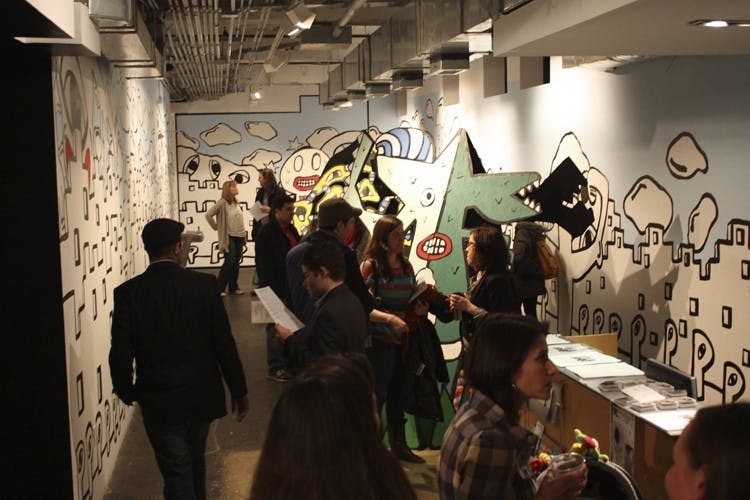 LOONY TOONS â€” Artist and AU grad Jacqueline Levine brought her happy cartoon art to the Flashpoint Gallery.