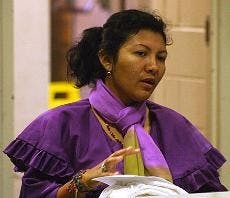 Debora Barros Fince explains rights violations.