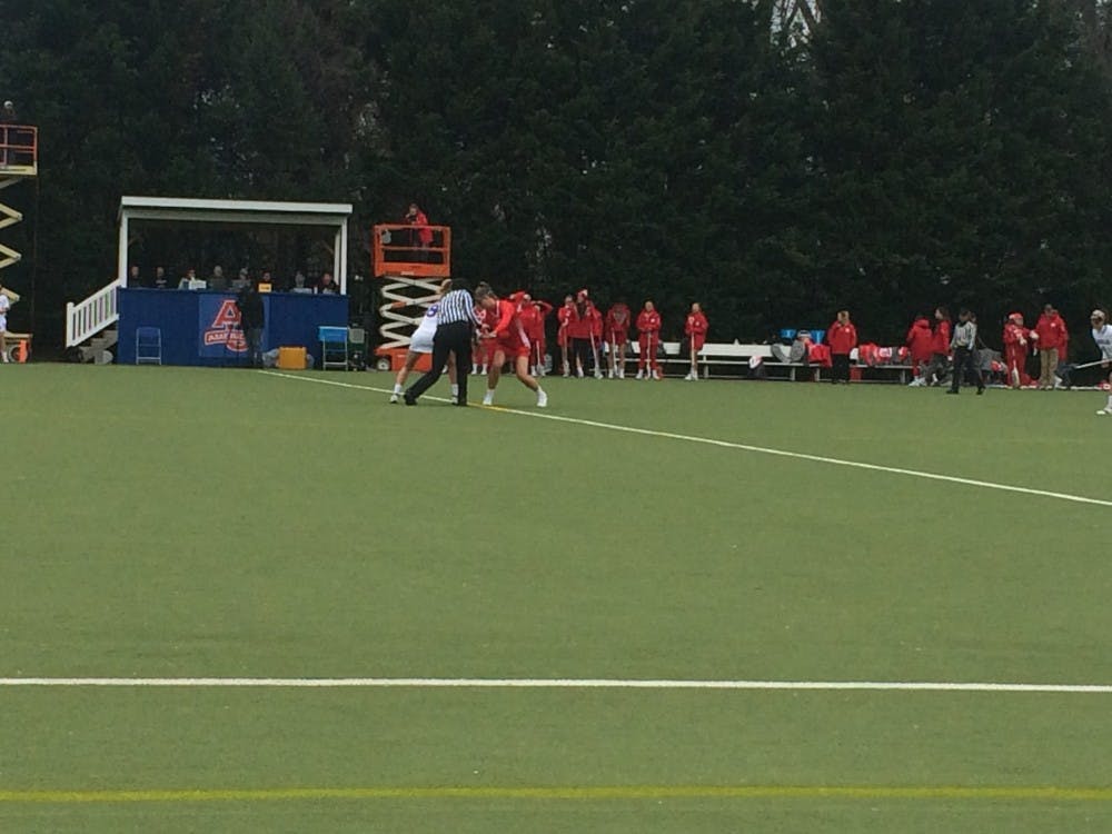 AU women's lacrosse coach Emma Wallace said BU's draw control was the "tale of the game" in her team's 19-7 loss Saturday at Jacobs Field.