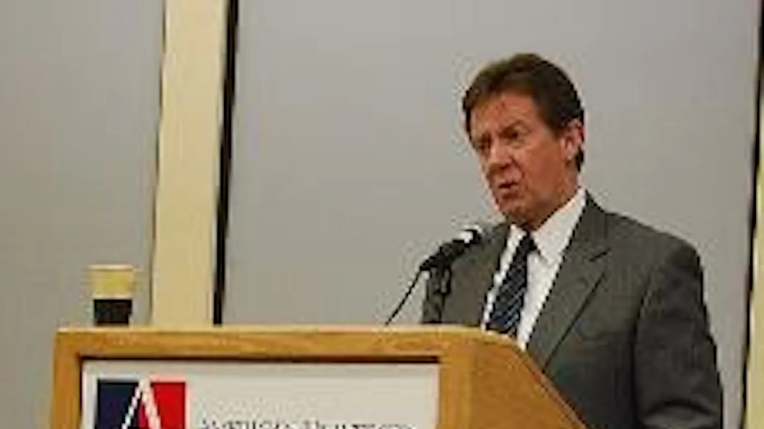 FROM THE PODIUM - In his second public speech in two days, AU President Neil Kerwin discussed improving alumni relations in the current economy Monday in the Mary Graydon Center.