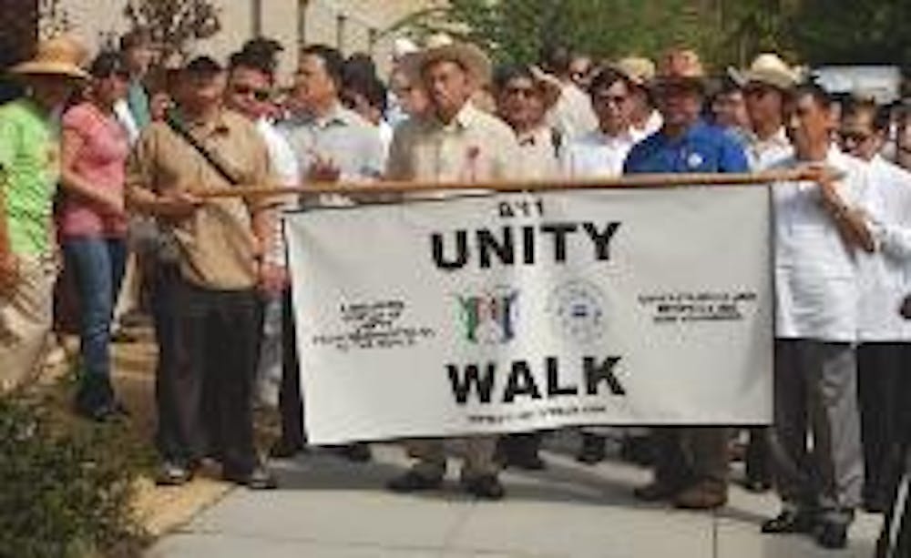 UNIFIED - Hundreds of people gather from all walks of life to promote religious tolerance. The walk promoted interfaith dialogue to help resolve problems such as the Israeli-Palestinian conflict. Christian, Jewish and Muslim religious leaders spoke at the