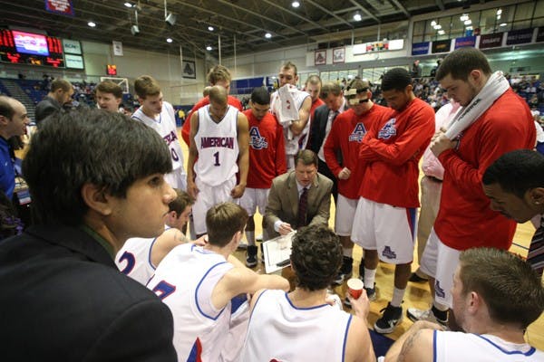 Leading the way â€” Head Coach Jeff Jones draws up a play during a timeout . This yearâ€™s menâ€™s basketball squad finished with an overall record of 11-20 and a Patriot League record of 7-7 after losing key seniors after last season.