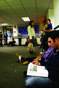 Spencer Siegel waits for his package in Anderson.