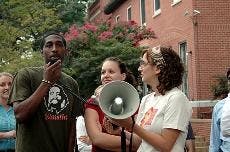 FIGHT FOR MYANMAR- AU students joined 40 to 50 other people at a protest at the Myanmar Embassy last week. The protesters were demonstrating against the Myanmar government's crackdown on protests in that country over rising oil and gas prices.