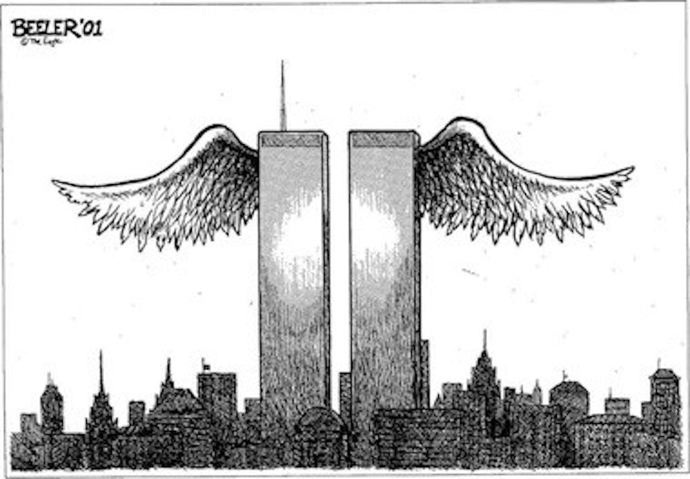 An editorial cartoon that appeared in The Eagle soon after the Sept. 11, 2001, terrorist attacks.