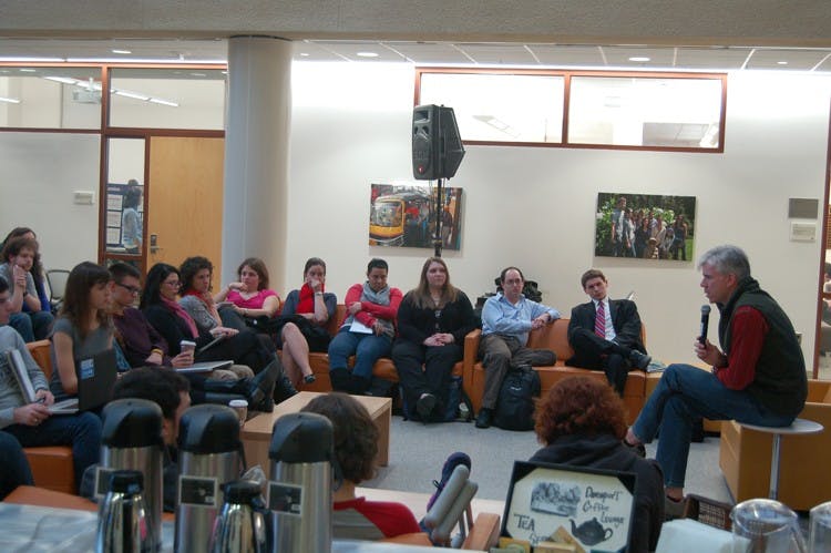 David Gregory, an AU alum and host of NBCâ€™s â€œMeet the Press,â€ spoke to students about his experiences in journalism in the SIS atrium Dec. 5. 