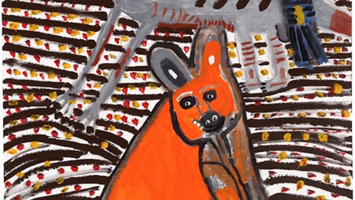 DOWN UNDER -- Works of various Aboriginal artists will be on display at the Katzen Arts Center starting Tuesday, Sept. 8. The above piece, by Trevor \"Turbo\" Brown, is entitled \"Dreamtime kangaroo and bird.\"