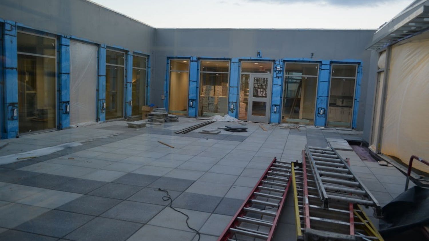 	The terrace of the School of Communication pictured on Jan. 6. This area will open for another six to eight weeks, according to SOC Dean Jeffrey Rutenbeck. 