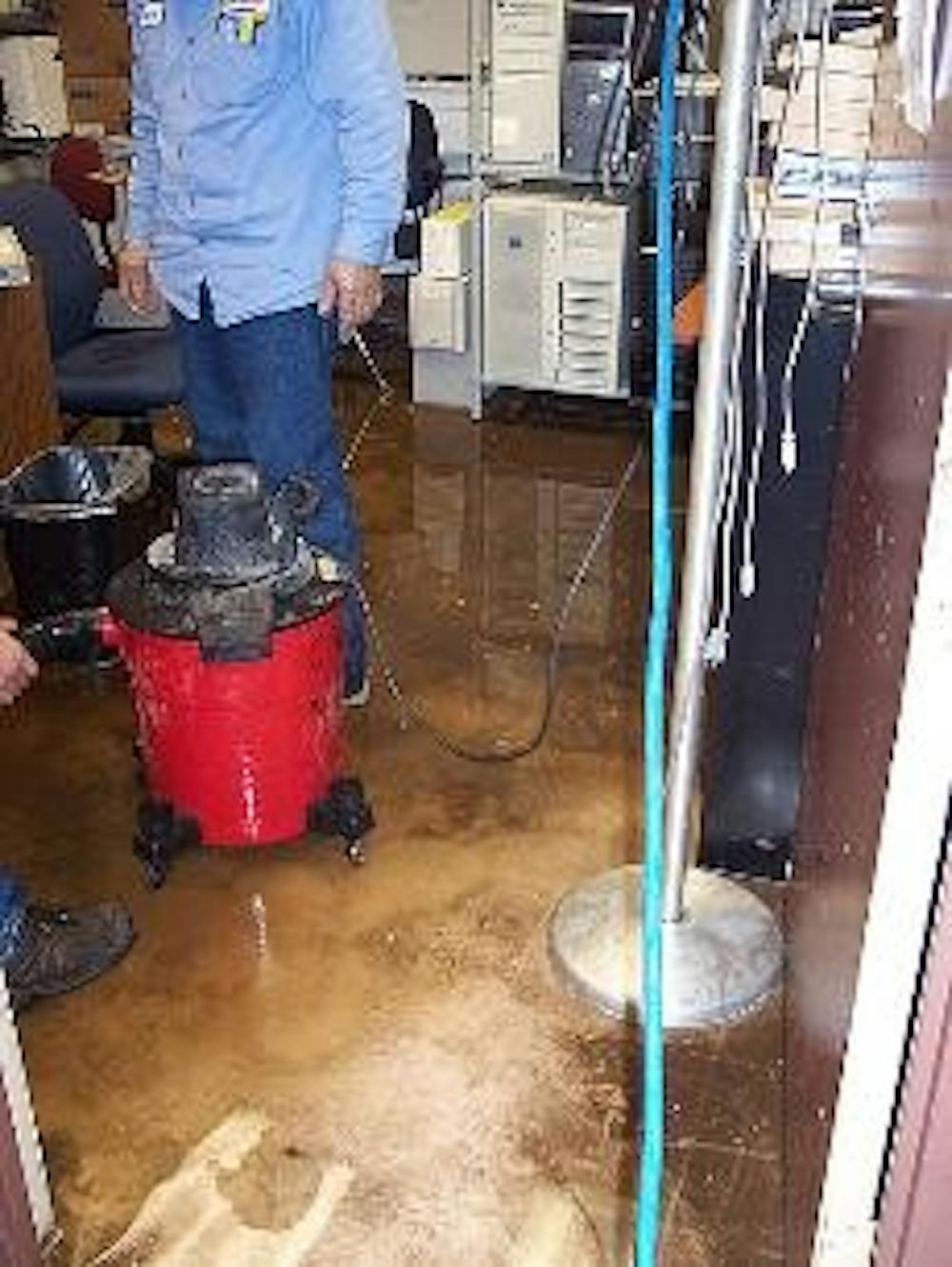 SOAKED - Pipe bursts in the basement of McKinley building nearly ruining $70,000 worth of audio equipment. This was not the first time the basement was flooded, but previous damage was only due to rain water. 