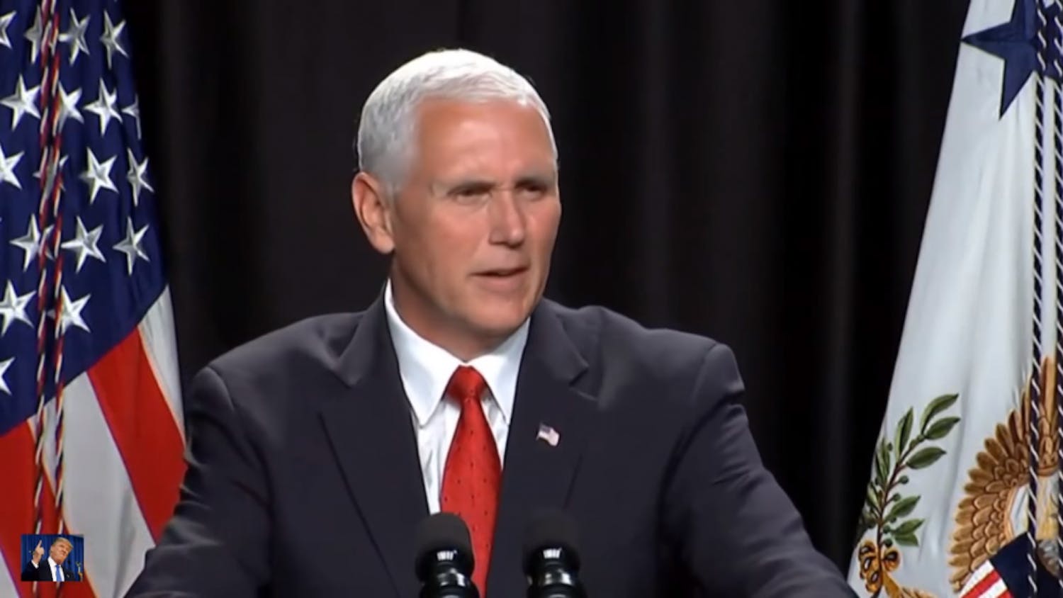 Vice President Mike Pence addressed high school students in Kerwin Hall on Wednesday.