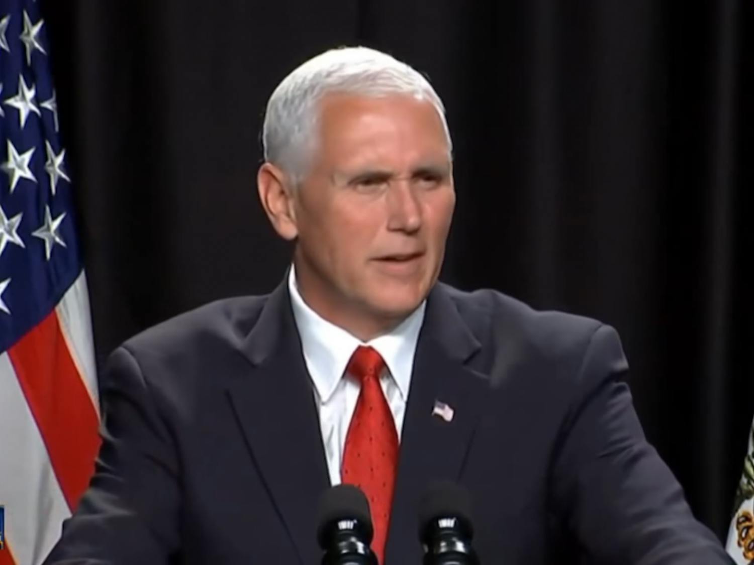 Vice President Mike Pence addressed high school students in Kerwin Hall on Wednesday.