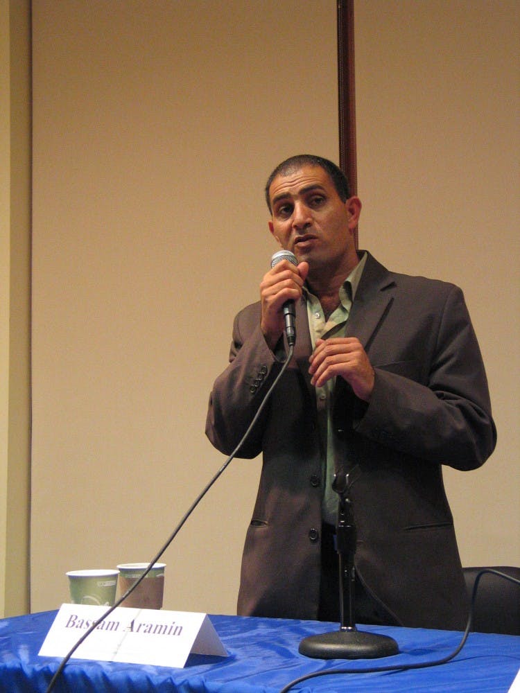 	Bassam Aramin answering questions after the film. 