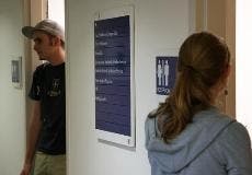 NEUTRAL BATHROOMS - As part of the D.C. regulations implemented last year, single-room bathrooms must be gender neutral. The GLBTA Resource Center and AU Queers and Allies have been working to change the signs. As seen here, males and females can use each