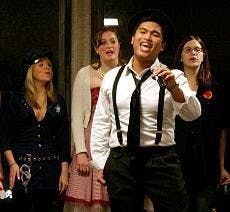 Van Allena sang as part of AU's co-ed a cappella group Dime a Dozen during intermission last night at Eagle Nights.