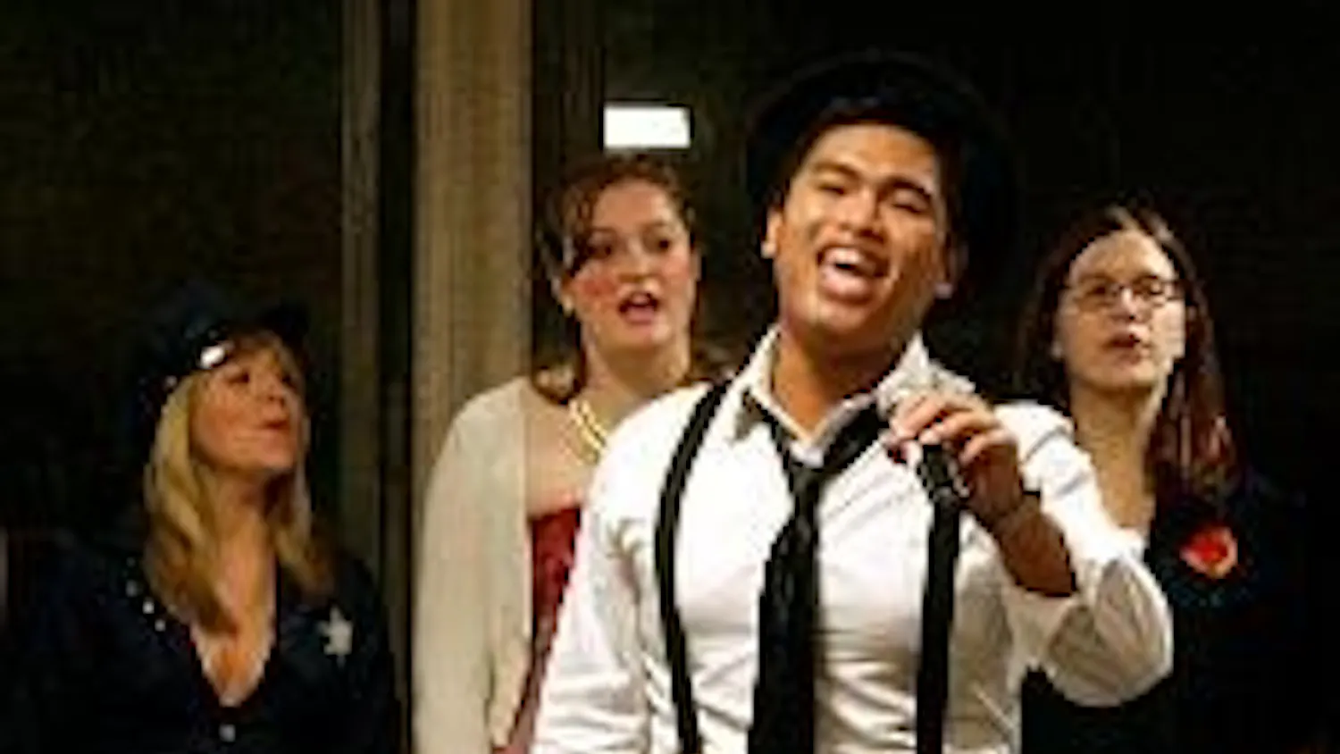 Van Allena sang as part of AU's co-ed a cappella group Dime a Dozen during intermission last night at Eagle Nights.